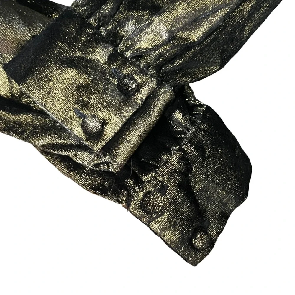 FRAME Metallic Gold Wrap Blouse Women's Medium Long Sleeve Party Top Night Out